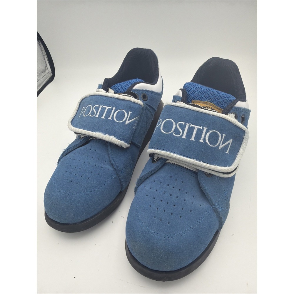 Position USA Women's Weightlifting Shoes Blue Suede Vibram Strap Sz 7.5.    1764